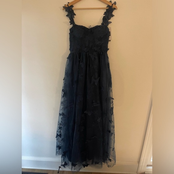 AO YAN Navy Lace Butterfly Corset Formal Prom Dress size S* NWT - Picture 2 of 13